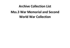 Mss 3 War Memorial Collection